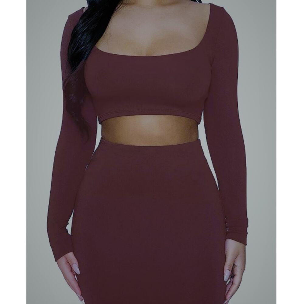 New NAKED WARDROBE Women's Wine Scooped Crop Top Size XS